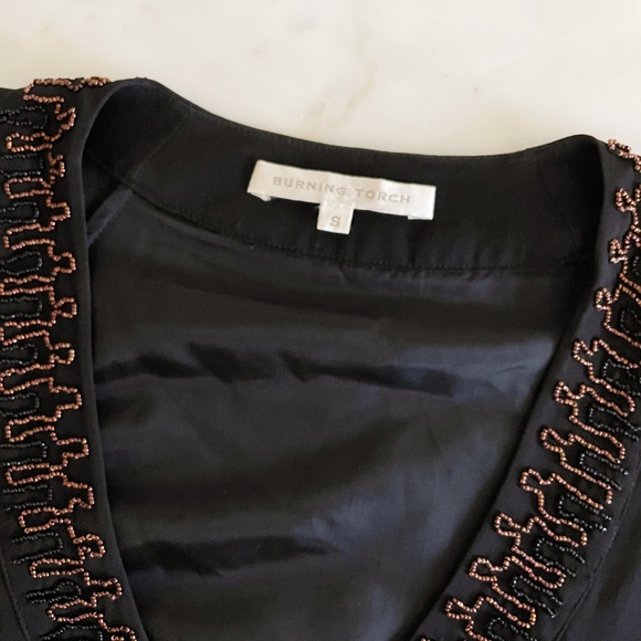 Burning Torch Black Beaded Fringed Formal Dress - Picture 4 of 16